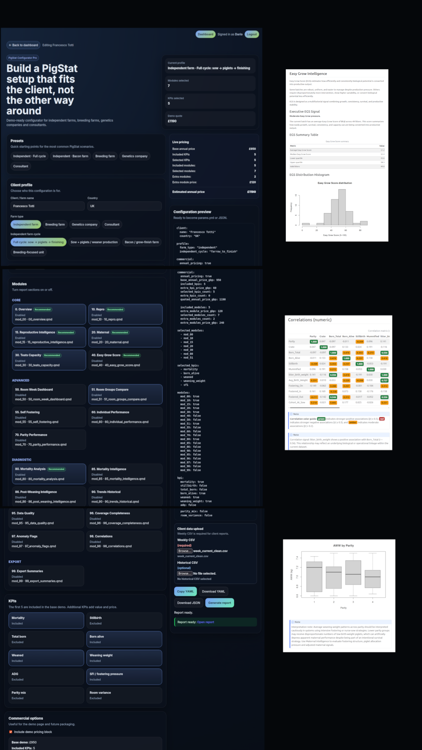 PigStat configurator full interface